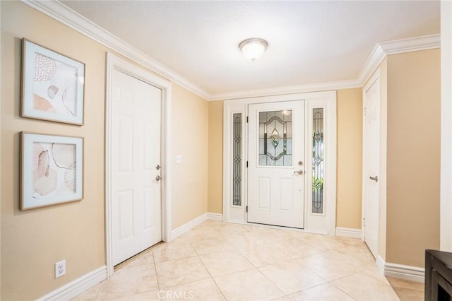 16292 Wishingwell, Huntington Beach, CA 92647 - entrance foyer with crown molding, baseboards, and light tile patterned floors