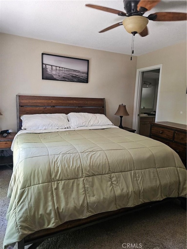 1371 Yokayo Dr, Ukiah, CA 95482 - bedroom featuring carpet flooring, ceiling fan, and connected bathroom