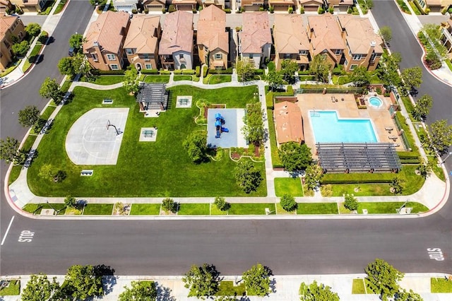 15975 Osprey Ave, Chino, CA 91708 - aerial perspective of suburban area with a pool