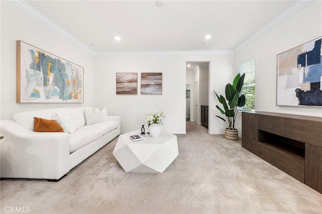 15975 Osprey Ave, Chino, CA 91708 - carpeted living room with crown molding and recessed lighting
