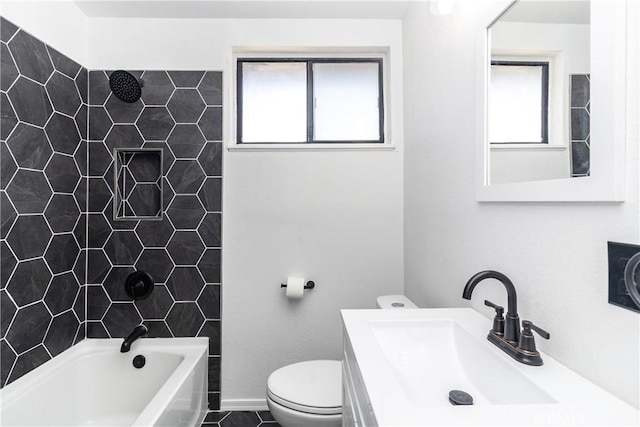 2025 Rio Vis, Needles, CA 92363 - bathroom featuring healthy amount of natural light, vanity, toilet, and  shower combination