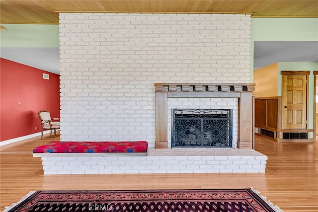 2886 Mcallister St, Riverside, CA 92503 - detailed view of wooden ceiling, wood finished floors, a fireplace, and baseboards