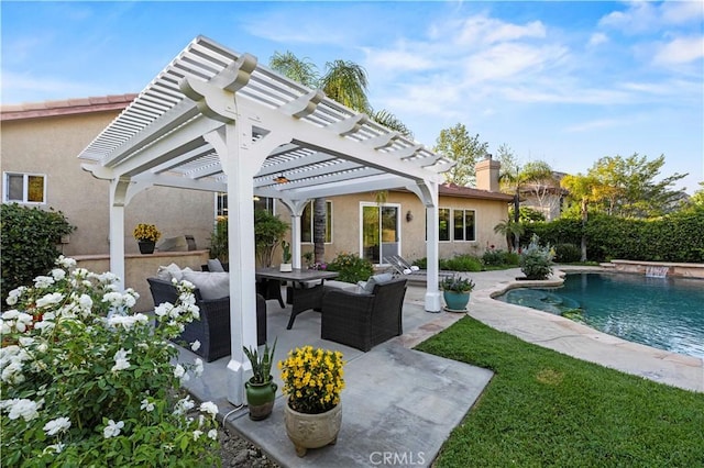 24986 Greensbrier Dr, Stevenson Ranch, CA 91381 - swimming pool with a pergola, an outdoor living space, and a patio