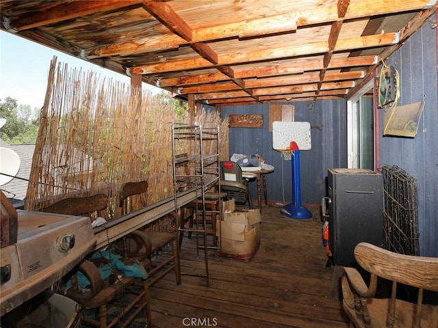 15595 34th Ave, Clearlake, CA 95422 - below grade area featuring wood-type flooring and wooden walls