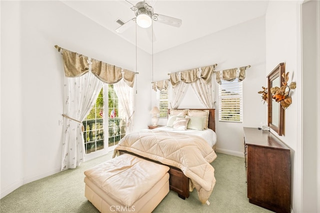 37626 Via Majorca, Murrieta, CA 92562 - bedroom featuring carpet flooring, access to outside, baseboards, and ceiling fan