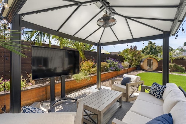 6153 Baltimore Dr, La Mesa, CA 91942 - fenced backyard featuring outdoor lounge area, a patio area, and a gazebo
