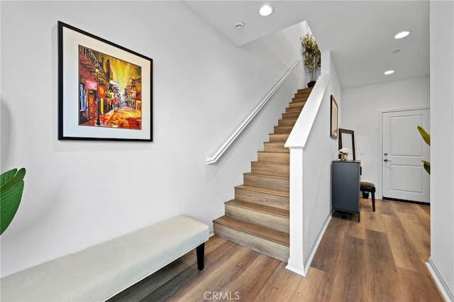 181 Moonflower Rd, Rancho Mission Viejo, CA 92694 - stairs with wood finished floors and recessed lighting