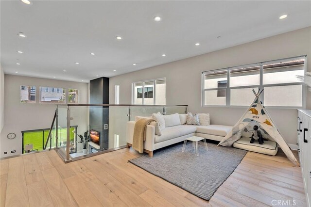 20537 W Overlook Ct, Porter Ranch, CA 91326 - living area featuring hardwood / wood-style floors and recessed lighting