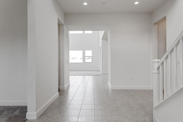 17744 Mcdowell Valley Dr, Riverside, CA 92503 - hall featuring recessed lighting, stairs, baseboards, and light tile patterned floors