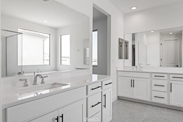 17744 Mcdowell Valley Dr, Riverside, CA 92503 - full bathroom with vanity, tile patterned floors, and recessed lighting