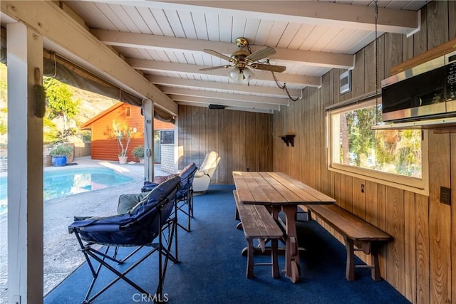 4899 Glenwood Dr, Riverside, CA 92501 - view of patio featuring ceiling fan and outdoor dining area