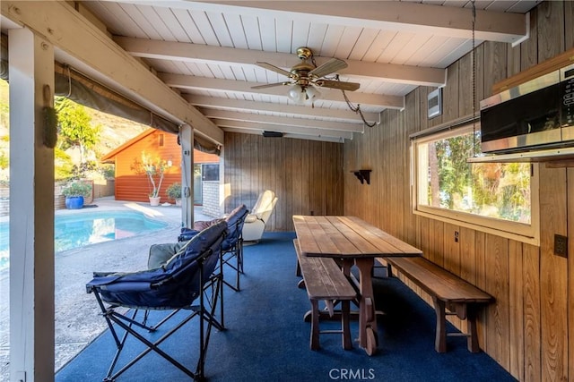 4899 Glenwood Dr, Riverside, CA 92501 - view of patio featuring a ceiling fan and outdoor dining area