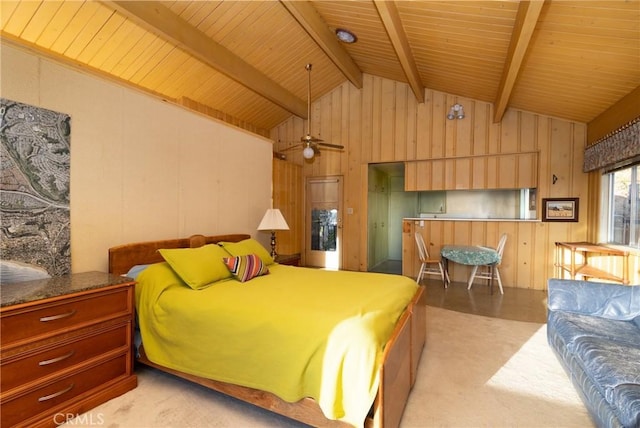 4899 Glenwood Dr, Riverside, CA 92501 - bedroom featuring wood ceiling and wood walls