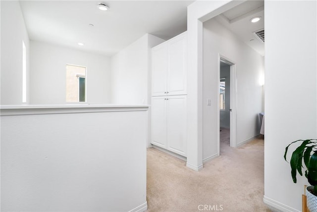 8675 Bay Laurel St, Chino, CA 91708 - hall featuring light carpet, baseboards, plenty of natural light, and recessed lighting