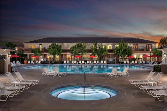 8675 Bay Laurel St, Chino, CA 91708 - community pool featuring a patio and a community hot tub
