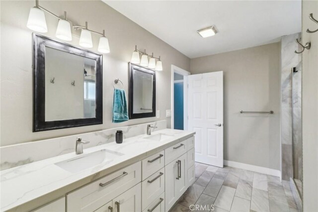 4744 Austin Dr, San Diego, CA 92115 - bathroom featuring double vanity and a shower