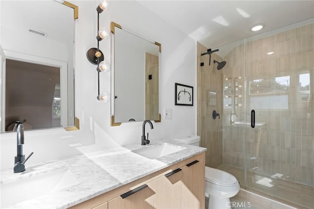 4501 Don Miguel Dr, Los Angeles, CA 90008 - full bathroom with toilet, double vanity, and a stall shower