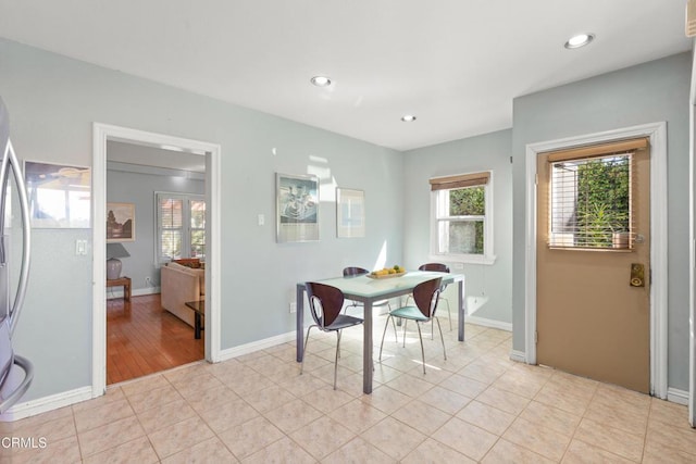 2740 Auburn St, Los Angeles, CA 90039 - dining area featuring plenty of natural light, baseboards, recessed lighting, and light tile patterned floors