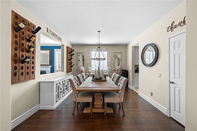 34032 Temecula Creek Rd, Temecula, CA 92592 - dining area featuring dark wood-type flooring and a chandelier