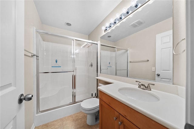 34032 Temecula Creek Rd, Temecula, CA 92592 - full bathroom featuring vanity, a shower stall, and tile patterned floors