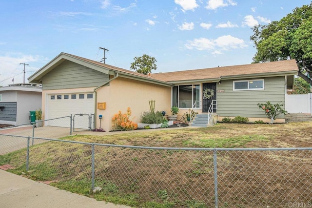 6053 Mohler St, San Diego, CA 92120 - ranch-style home featuring an attached garage, concrete driveway, a gate, and a fenced backyard