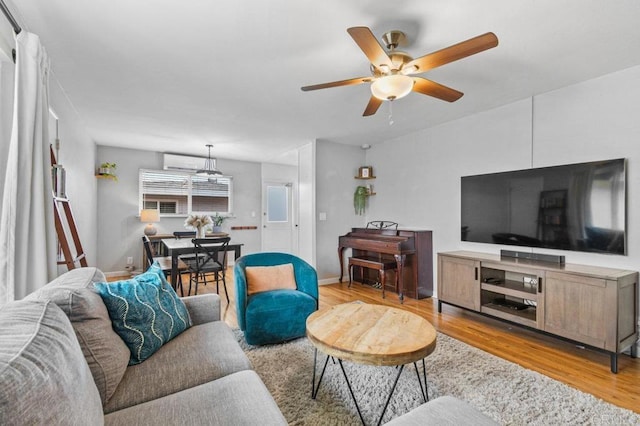 6053 Mohler St, San Diego, CA 92120 - living room with ceiling fan and wood finished floors