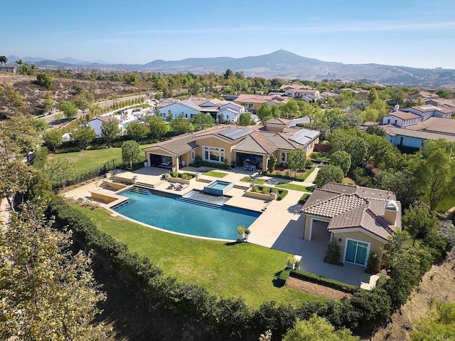 15527 Artesian Ridge Rd, San Diego, CA 92127 - aerial view of residential area with a pool area and a mountain backdrop