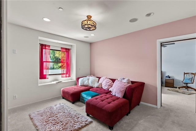 633 Sunnyhill Dr, Los Angeles, CA 90065 - sitting room with carpet floors, recessed lighting, and baseboards