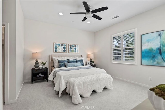 166 Borrego, Irvine, CA 92618 - carpeted bedroom with baseboards, recessed lighting, and a ceiling fan