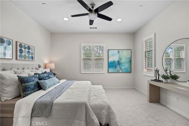 166 Borrego, Irvine, CA 92618 - carpeted bedroom with baseboards, recessed lighting, and ceiling fan