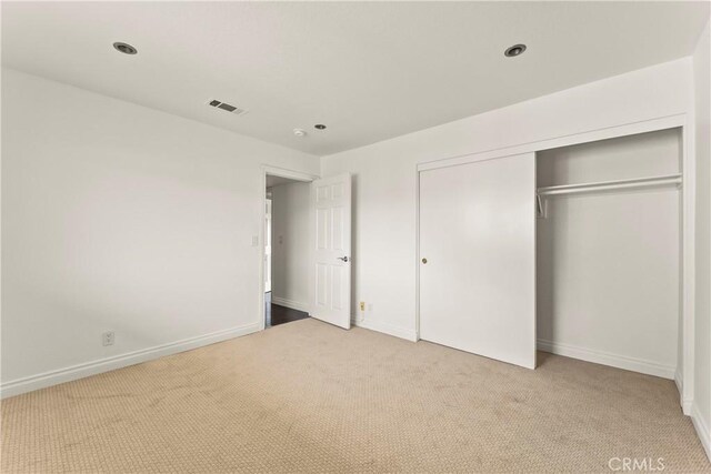 1436 257th St Unit 303, Harbor City, CA 90710 - unfurnished bedroom featuring carpet floors, baseboards, a closet, and recessed lighting