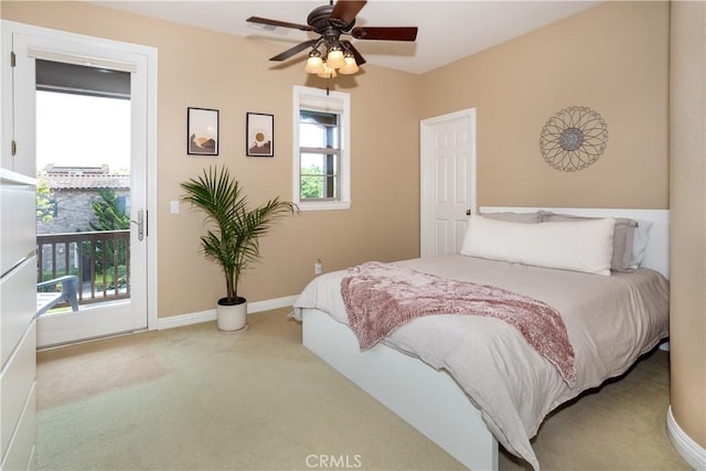 15530 New Park Ter, San Diego, CA 92127 - bedroom with carpet flooring, access to exterior, baseboards, and a ceiling fan