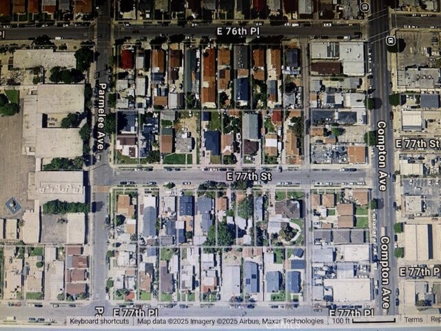1413 E 77th St, Los Angeles, CA 90001 - aerial map of property and surrounding area
