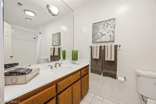 32 N 4th St Unit B, Alhambra, CA 91801 - bathroom with toilet, vanity, tile patterned floors, and a shower with curtain
