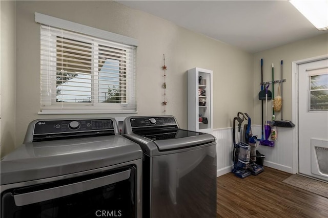 26190 Ridgemoor Rd, Menifee, CA 92586 - washroom featuring washing machine and dryer and wood finished floors