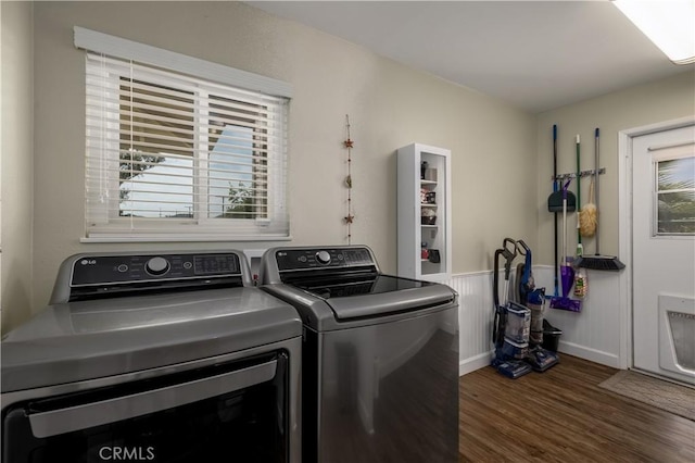 26190 Ridgemoor Rd, Menifee, CA 92586 - laundry area featuring separate washer and dryer and wood finished floors