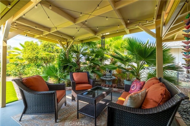 26190 Ridgemoor Rd, Menifee, CA 92586 - view of patio featuring an outdoor hangout area