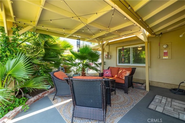 26190 Ridgemoor Rd, Menifee, CA 92586 - view of patio / terrace featuring outdoor lounge area, a gazebo, and outdoor dining area