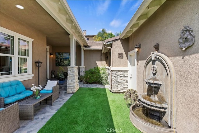 8851 Soothing Ct, Corona, CA 92883 - view of green lawn with outdoor lounge area