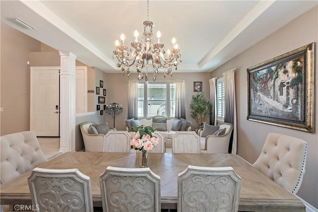 8851 Soothing Ct, Corona, CA 92883 - dining area featuring a chandelier and a raised ceiling