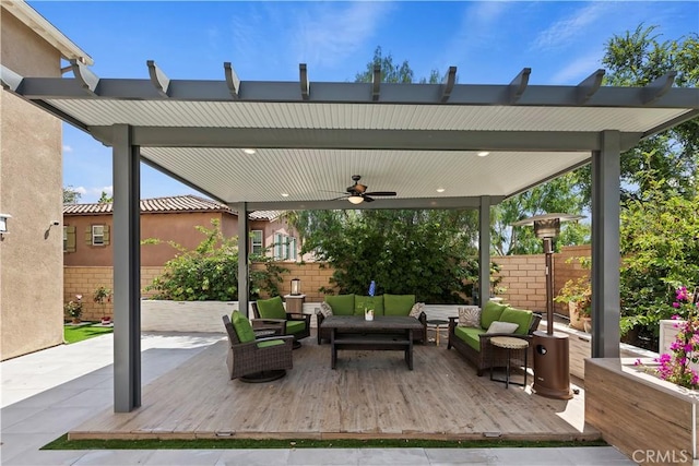 8851 Soothing Ct, Corona, CA 92883 - view of patio featuring a ceiling fan and an outdoor living space