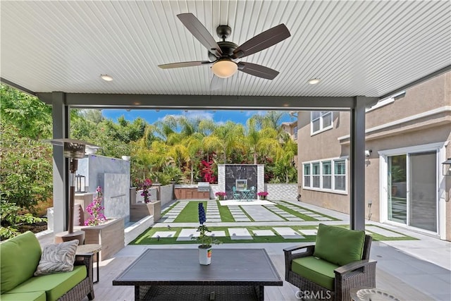 8851 Soothing Ct, Corona, CA 92883 - view of patio with outdoor lounge area and a ceiling fan