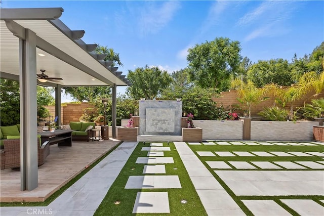 8851 Soothing Ct, Corona, CA 92883 - view of yard with an outdoor hangout area and a ceiling fan