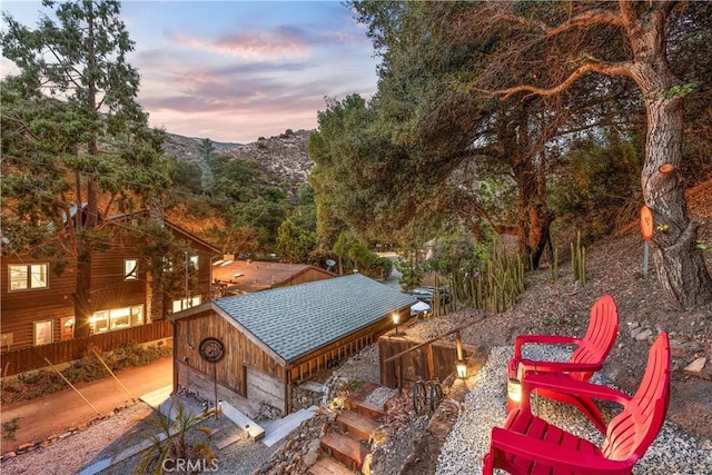 31342 Silverado Canyon Rd, Silverado Canyon, CA 92676 - view of patio terrace at dusk
