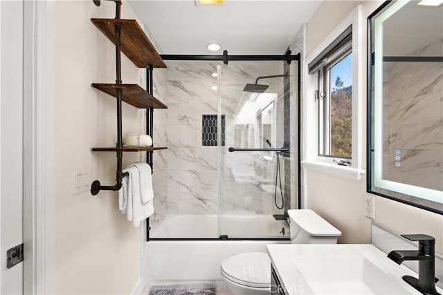 31342 Silverado Canyon Rd, Silverado Canyon, CA 92676 - bathroom with toilet, enclosed tub / shower combo, and vanity