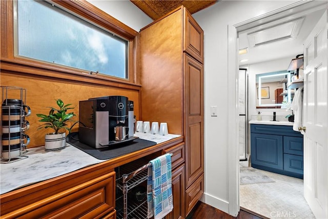 31342 Silverado Canyon Rd, Silverado Canyon, CA 92676 - bar area featuring dark wood finished floors and a sink