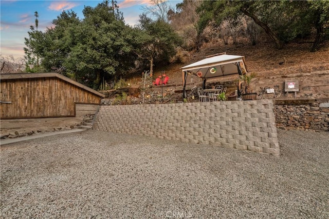 31342 Silverado Canyon Rd, Silverado Canyon, CA 92676 - yard at dusk with a gazebo