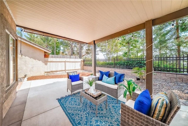 11015 Charleston St, Rancho Cucamonga, CA 91701 - fenced backyard with an outdoor hangout area and a patio