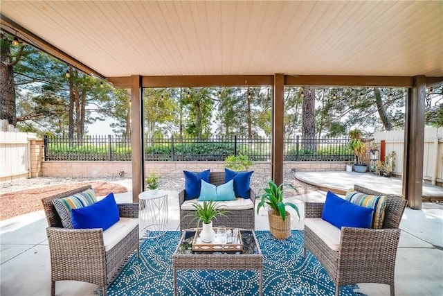 11015 Charleston St, Rancho Cucamonga, CA 91701 - fenced backyard with a patio area and outdoor lounge area