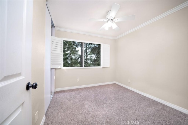 11015 Charleston St, Rancho Cucamonga, CA 91701 - empty room with carpet floors, crown molding, a ceiling fan, and baseboards
